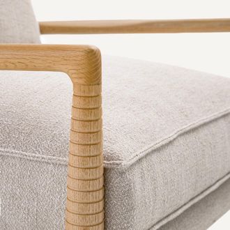 AM.PM Armstoel van massief eiken en gem&ecirc;leerde katoenen stof, DILMA