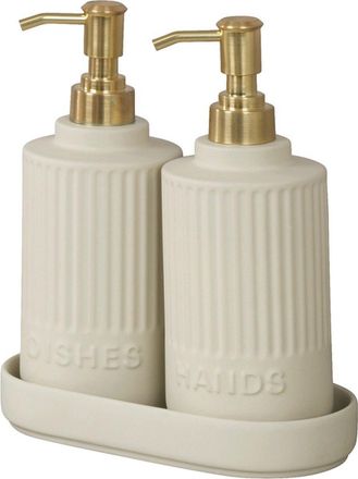 WENKO Heidi Conjunto De Dispensadores De Jab&oacute;n Crema Cer&aacute;mica