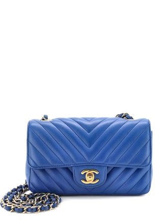 Chanel Classic Single Flap Bag Chevron Lambskin Mini shoulder bag - Blue