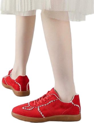 Generic NYSBH Womens Sneakers Shoes Non-Slip Flats Women Shoes Large Sizestudent Leisure Female Shoes Red