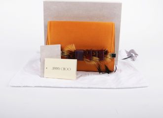 Jimmy Choo London Orange Leather Ribbon Clutch