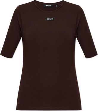 Rotate Top Met Logopatch - Dames - T-shirts - Bruin - S - Katoen - Tops