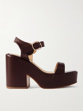Gabriela Hearst Sandali In Pelle Con Plateau Iris - Bordeaux