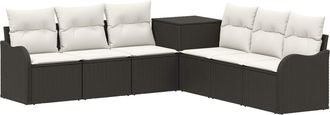 vidaXL Juego De Sof&aacute; 7 Uds. Negro Y Blanco Crema Vidaxl