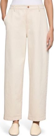 Lafayette 148 New York Kent Barrel Leg Jeans in Washed Ecru at Nordstrom, Size 25