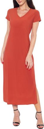 Tash And Sophie Ity V-Neck Midi Dress in Rust at Nordstrom Rack, Size X-Large
