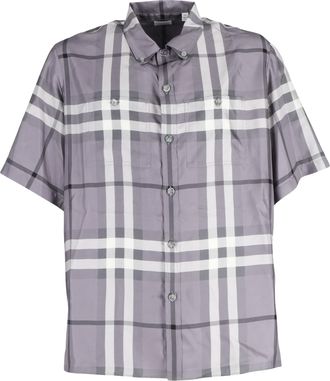 Burberry Pre-owned Womens Bethnal Check Shirt in Grey Silk - Size 2XL