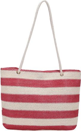 Generic Woman Beach Weaving Shoulder Bag Ladies Trendy Summer Hand Bag Laptop Messenger & Shoulder Bags (Hot Pink, One Size)