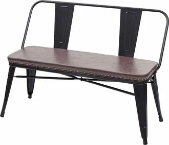 Hhg Banco 2 Plazas Hhg 438, Banco Armario Dos Plazas Banco Comedor Dise&ntilde;o Industrial Vintage Imitaci&oacute;n Cuero, Negro-marr&oacute;n