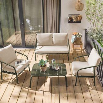 Sweeek Salotto da giardino in metallo, 4 posti
