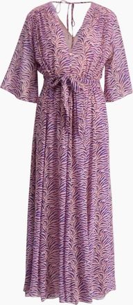 Forte_Forte Womens Heartbeat Print Cotton Silk Voile Cut Out Dress In Purple