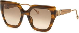 Philipp Plein SPP064S03BQ Square Full Rim Sunglasses - Brown