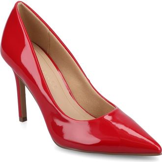 Journee Collection Embellished Pointed Toe Pump in Red Patent at Nordstrom Rack, Size 9.5