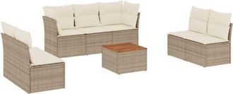 vidaXL Vidaxl - Juego De Sof&aacute;s De Jard&iacute;n Con Cojines Beige 8 Pzas Rat&aacute;n Pe