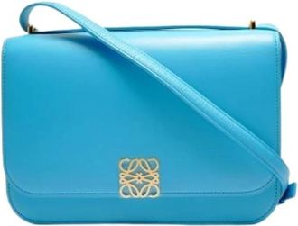 Loewe Pre-owned Cross Body Bags, female, Blue, Size: ONE SIZE Pre-owned Leather Shoulder Bag