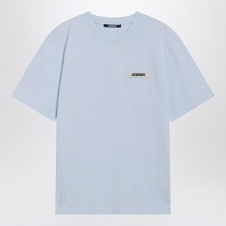 Jacquemus Hellblaues T-Shirt mit Gros Grain-Logo