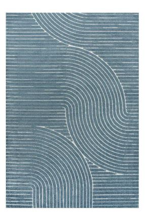 Jonathan Y Designs Hallie High-Low Minimalist Curve Geometric Area Rug in Dark Blue/cream at Nordstrom, Size 4Ft 0In X 6Ft 0In