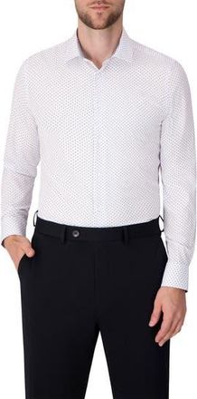 Report Collection Diamond Print Slim Fit Stretch Dress Shirt in 41 Navy at Nordstrom Rack, Size 15.5