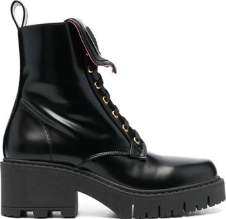 Chiara Ferragni Black Eyelike Eye Motif Block Heel Ankle Boots