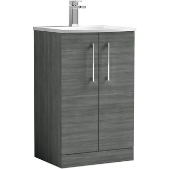 Balterley Balterley Modern Bathroom 2 Soft Close Door Floor Standing Vanity & Basin, Anthracite, 500mm