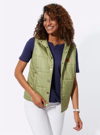 Casual Looks Steppweste CASUAL LOOKS, Damen, Gr. 42, gr&uuml;n (schilf), 100% Polyester, Wattierung:100% Polyester, unifarben, Westen Steppweste