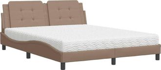 vidaXL Vidaxl - Cama Con Colch&oacute;n Cuero Sint&eacute;tico Capuchino 160x200 Cm