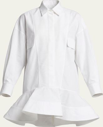 Stella McCartney Poplin Peplum Pique Shirtdress