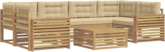 vidaXL Conjunto De Sof&aacute;s De Exterior 7 Uds. Y Beige Vidaxl