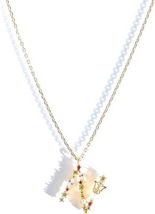 Girls Crew Flutterfly Initial Necklace in Gold at Nordstrom