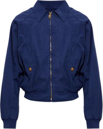 Versace Het Katoenen Jack - Heren - Bomber jackets - Blauw - L - Katoen - Jassen