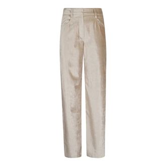 Brunello Cucinelli Broeken, Dames, Beige, S, Katoen, Nude Velvet Broek