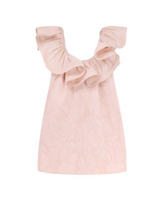 Elisabetta Franchi Floral Jacquard Mini Dress With Ruches