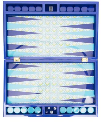Jonathan Adler Basketweave backgammon spel - Blauw