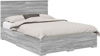vidaXL Estructura De Cama Con Cabecera Gris Sonoma 135 X 190 Cm Vidaxl