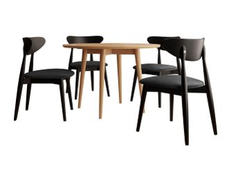 Mirjan24 Conjunto De Mesas Y Sillas Para Comedor Racine 124, Magic Velvet 2219 + Marr&oacute;n, 76x0x0cm, Di&aacute;metro: 100, N&uacute;mero De Asientos: 4, Estilo: Contemporary
