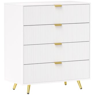 HOMCOM Chest of Drawers with 4 Drawers for Bedroom - Living Room - Black | TJ Hughes White