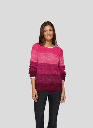 Rabe Strickpullover RABE, Damen, Gr. 38, rosa (malve), Strick, Obermaterial: 50% Baumwolle, 50% Polyacryl, colorblocking, geringelt, normal h&uuml;ftbedeckend, 