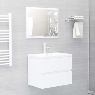 vidaXL Juego De Muebles De Ba&ntilde;o Madera De Ingenier&iacute;a Blanco Vidaxl