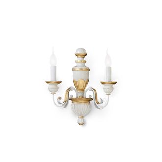Netlighting Firenze 2 Light Indoor Candle Wall Light Gold Ivory E14 in White