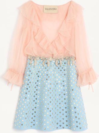 Valentino Embroidered Crepe Couture Short Dress Wo