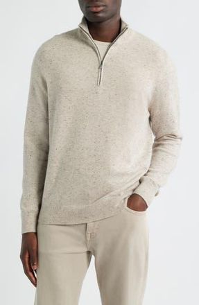Nordstrom Quarter Zip Cashmere Sweater in Oatmeal Donegal Heather at Nordstrom Rack, Size Xx-Large