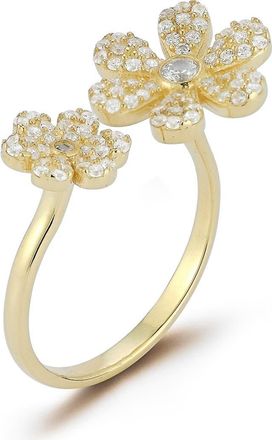Sphera Milano Sterling Silver & CZ Flower Wrap Ring in Gold at Nordstrom Rack, Size 6