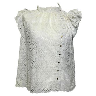 Ulla Johnson Grace Embroidered Top in White Cotton