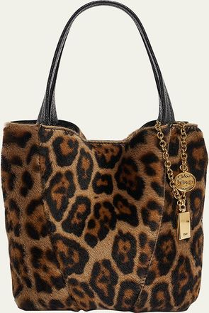 Chloé Spin Tote Bag in Leopard-Print Shearling