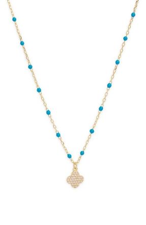 Argento Vivo Enamel Pav&eacute; Clover Pendant Necklace in Gold at Nordstrom