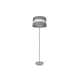 Fabrilamp Piantana per soggiorno grigio-beige con struttura in nichel Home Fabrilamp