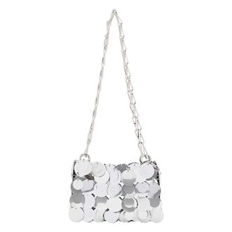 Paco Rabanne Shoulder Bags, female, Gray, Size: ONE SIZE Sparkle Discs Nano Bag