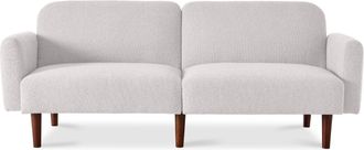 Best Choice Products Curved Convertible Futon, Boucle Fabric Split-Back Sleeper Bed