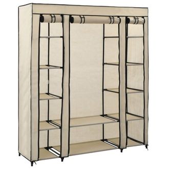 vidaXL Vidaxl - Armario Con Compartimentos Y Varillas Tela Crema 150x45x176 Cm
