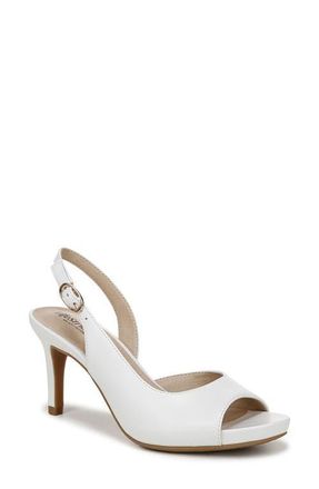 Life Stride Teller Slingback Peep Toe Pump - Wide Width Available in White at Nordstrom, Size 8.5